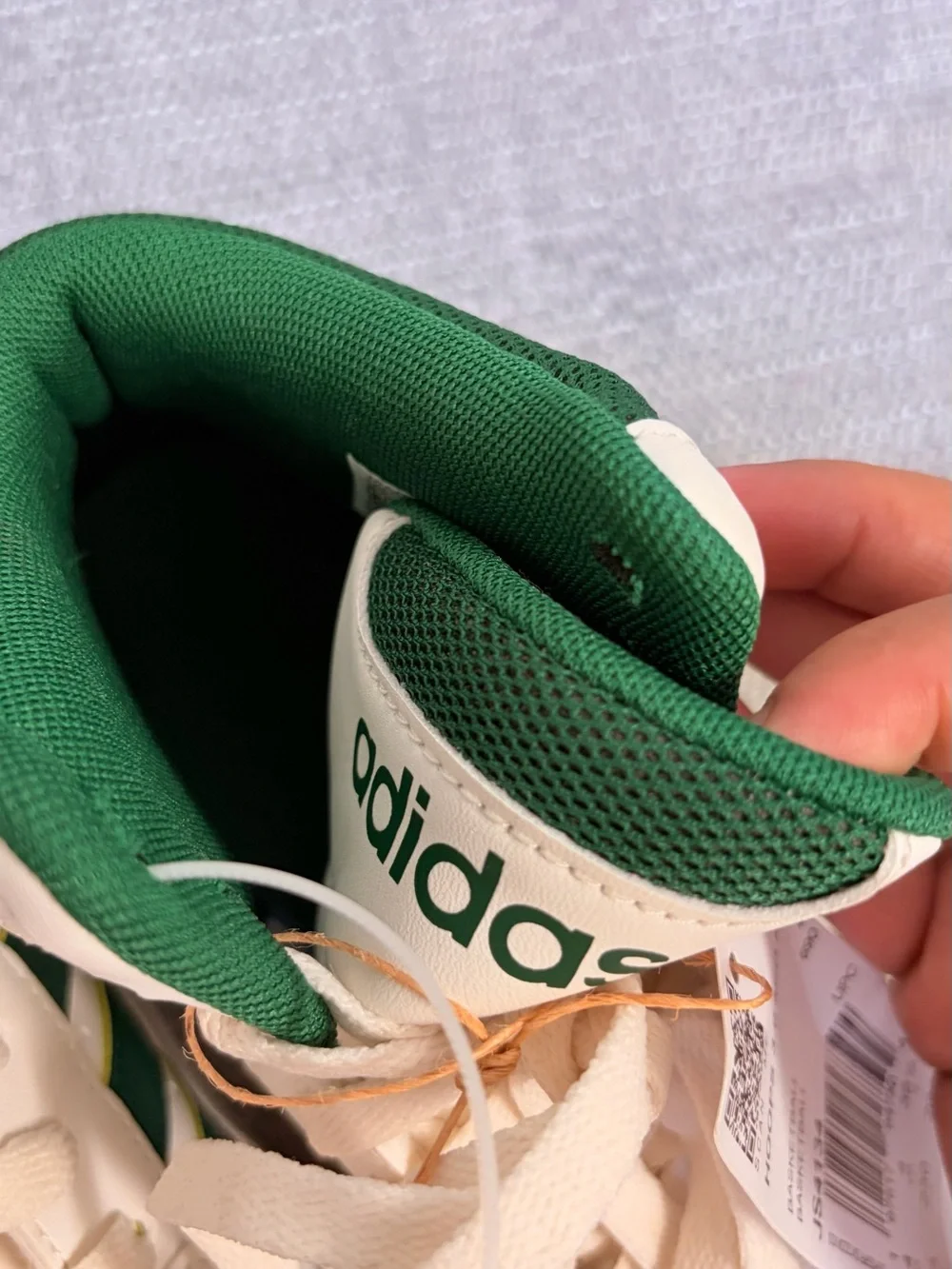 adidas Originals Kids White and Green High-Top Sneakers
